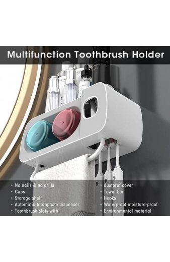 Επιτοίχια βάση στήριξης & αποθήκευσης μπάνιου - Multifunctional toothbrush holder RA-918