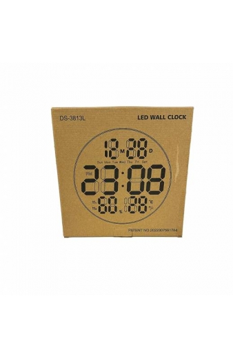 Ψηφιακό Ρολόι LED Τοίχου με Ημερολόγιο/ Θερμόμετρο/ Υγρασιόμετρο DS-3813L - LED Wall clock with Calendar/ Thermometer/ Hygrometer
