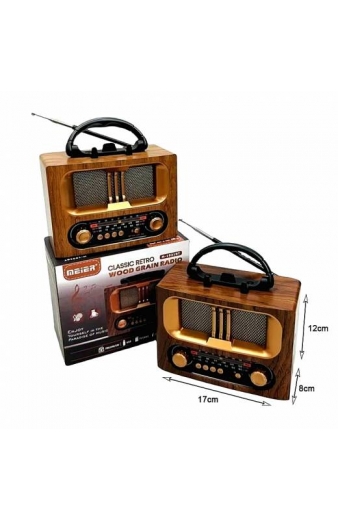 Meier Retro Φορητό Ραδιόφωνο M-1931BT - Classic Retro Wood Grain Radio