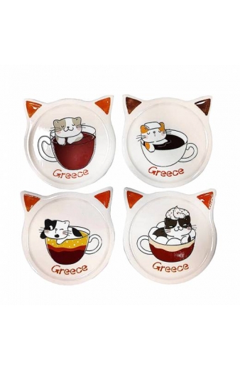 Σετ σουβέρ γάτα Greece 4τμχ - Coaster set 4pcs cat