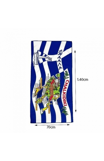 Πετσέτα θαλάσσης με τον χάρτη της Χαλκιδικής - Chalkidiki 140x70cm