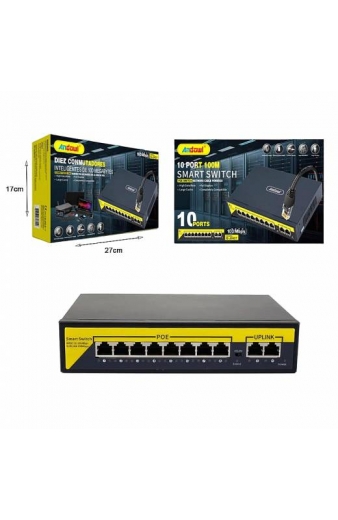 Andowl Q-JH07 Διακόπτης PoE δικτύου 10 θύρες 100Μ 100Mbps - 10 Port smart switch POE network cable powered