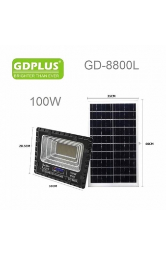 GDPlus Ηλιακός προβολέας τοίχου με τηλεχειριστήριο 100W GD-8800L - Solar Flood Light