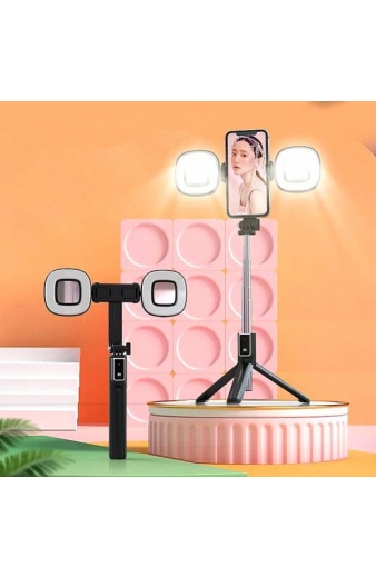 Selfie Stick με Τρίποδο & Remote Control με Διπλό LED Φωτισμό P40S-F - Mini Live Broadcast Selfie Stick Stand 2 LED P40S-F