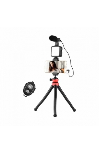 Τρίποδο Εύκαμπτο με Μικρόφωνο - Video making LED ring selfie light kits
