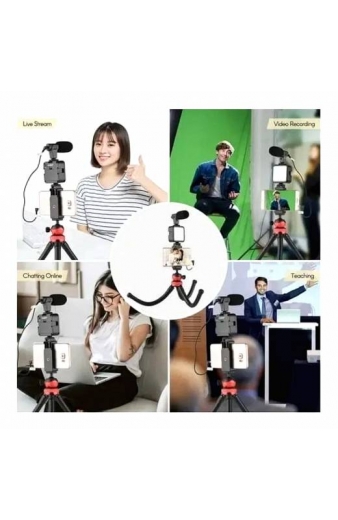 Τρίποδο Εύκαμπτο με Μικρόφωνο - Video making LED ring selfie light kits