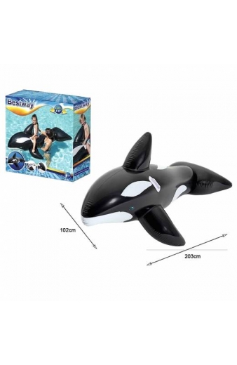 Bestway Παιδικό Φουσκωτό Ride On Θαλάσσης με Χειρολαβές Φάλαινα 2.03m x 1.02m #41009 - Bestway inflatable whale
