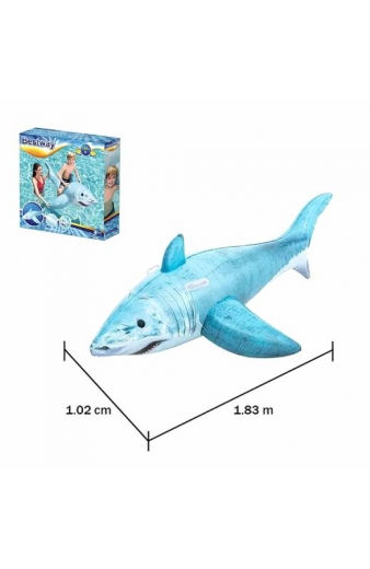 Bestway Παιδικό Φουσκωτό Ride On Θαλάσσης με Χειρολαβές Καρχαρίας 1.83m x 1.02m #41405 - Bestway inflatable shark
