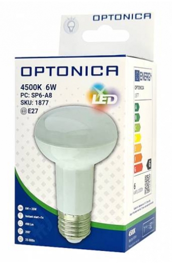 OPTONICA LED λάμπα R63 1877, 6W, 4500K, E27, 480lm