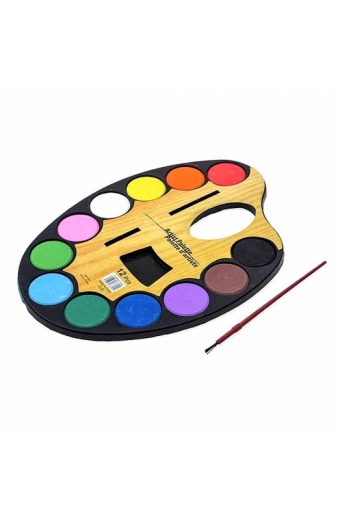 Παλέτα ζωγραφικής με 12 χρώματα και πινέλο 9cm