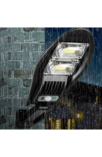 Στεγανό Ηλιακό Φωτιστικό Δρόμου IP65 με Ανιχνευτή Κίνησης, Αισθητήρα Φωτός και Τηλεχειριστήριο σε Μαύρο Χρώμα W777B – LED solar street lamp