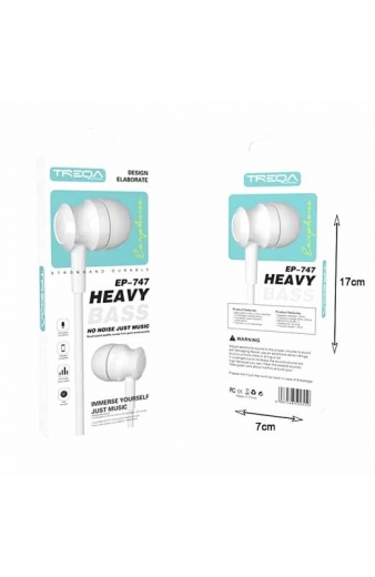 Treqa Ενσύρματα Ακουστικά με Βύσμα 3.5mm EP-747 - In-ear Handsfree Heavy Bass Earphones